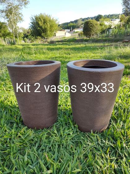 Imagem de kit 2 vasos para planta natural e artificial decoração em plastico polietileno 40x33
