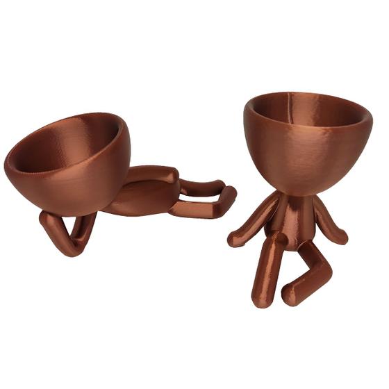 Imagem de Kit 2 Vasos Preguiçosos Suculentas Decoração 19 cm Decorativo Bronze