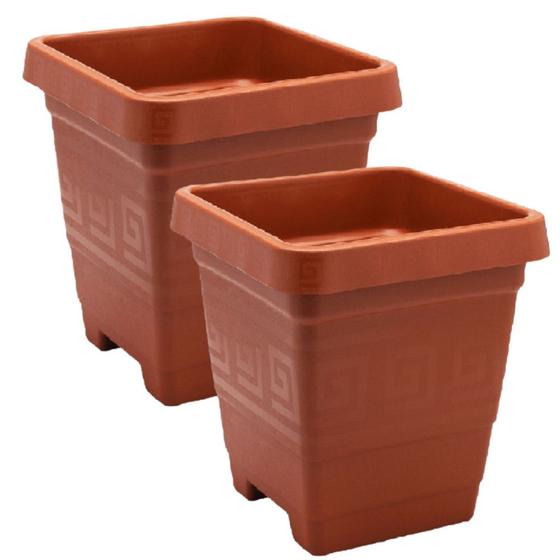 Imagem de Kit 2 Vasos Quadrados Grandes de chão 29 Litros para Plantas e Jardins