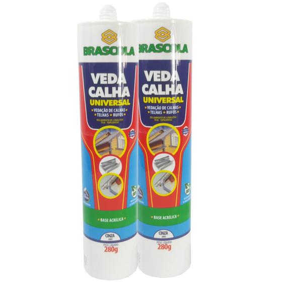 Imagem de Kit 2 VEDA CALHA UNIVERSAL CINZA Brascola