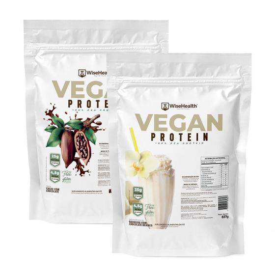 Imagem de Kit 2 Vegan Protein 837g Cacau e Choco + Bauni c/ Choco Bco