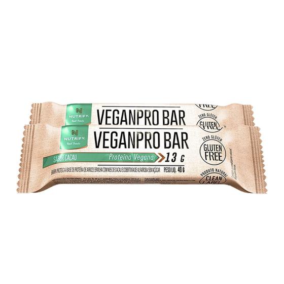 Imagem de Kit 2 Veganpro Bar Nutrify Barra de proteína Vegana Cacau Und