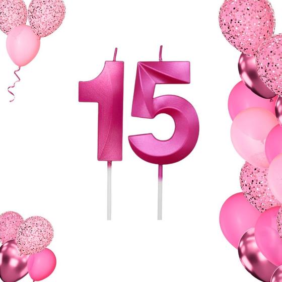 Imagem de Kit 2 Velas De Aniversario Numero Rosa Pink Idades Diversas