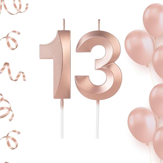 Imagem de Kit 2 Velas De Aniversario Numero Rose Gold Idades Diversas