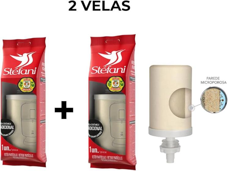 Imagem de Kit 2 Velas Refil Filtro De Barro Tradicional Esterilizante São João Stéfani