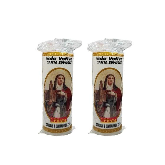 Imagem de Kit 2 velas votiva Santa Edwiges  - velas prata