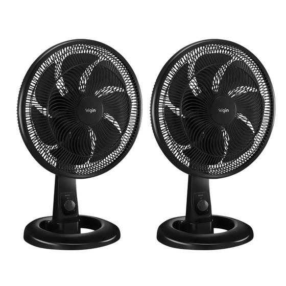 Imagem de Kit 2 Ventilador de Mesa Silencioso 40cm 7 pás 140w Elgin 110v 220v Breeze Air 3 Velocidades Chão