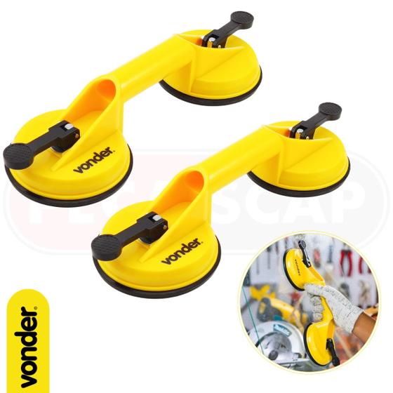 Imagem de Kit 2 Ventosas Dupla 110mm Para Vidros, Mármores, Pisos - Vonder