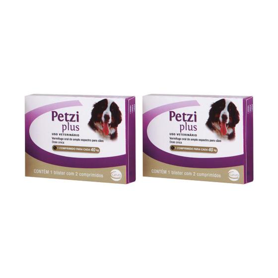 Imagem de Kit 2 Vermífugo Petzi Plus Cães 40kg com 2 Comprimidos Ceva