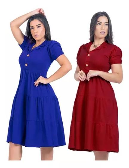 Imagem de Kit 2 Vestido Midi Feminino Modelo Evangelico Moda Jovem