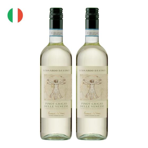Imagem de Kit 2 Vinhos Leonardo Da Vinci Pinot Grigio Branco Itália 750ml