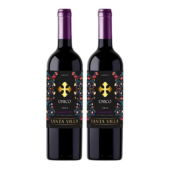 Imagem de Kit 2 Vinhos Santa Villa Unico Carménère Tinto Chile 750ml