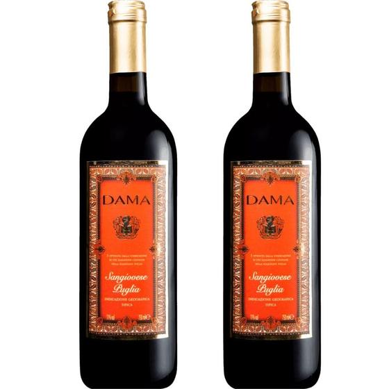 Imagem de Kit 2 Vinhos Tinto Meio Seco Dama Sangiovese Puglia 750ml