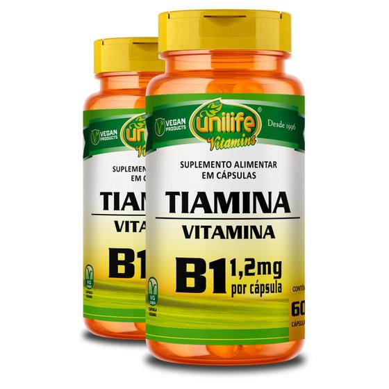 Imagem de Kit 2 Vitamina B1 Tiamina 60 cápsulas Unilife