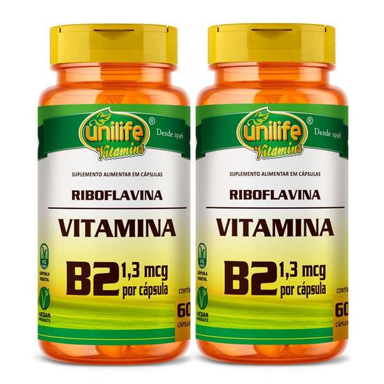 Imagem de Kit 2 vitamina b2 60 caps de 500 mg unilife