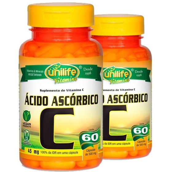 Imagem de Kit 2 Vitamina C Ácido Ascórbico 60 cápsulas Unilife