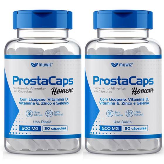 Imagem de Kit 2 vitamina d licopeno vitamina e zinco selênio 30 cáps prosta caps muwiz