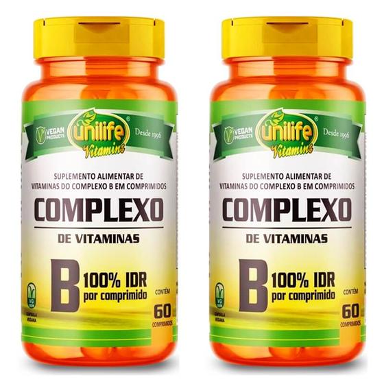 Imagem de Kit 2 vitaminas do complexo b 60 comp de 500 mg unilife