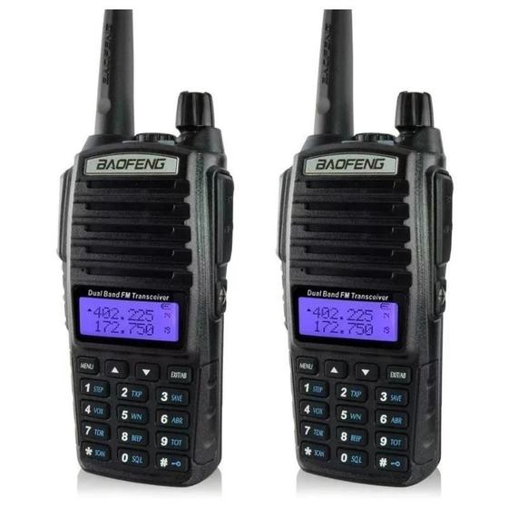 Kit 2 Walkie Talkie Baofeng Uv82 De Longo Alcance Uhf Vhf Com Fone Bandas De Freqüência Uhf Vhf Cor Preto - Radio Comunicação Baofeng Uv82 Imagem de Kit 2 Walkie Talkie Baofeng Uv82 De Longo Alcance Uhf Vhf Com Fone Bandas De Freqüência Uhf Vhf Cor Preto