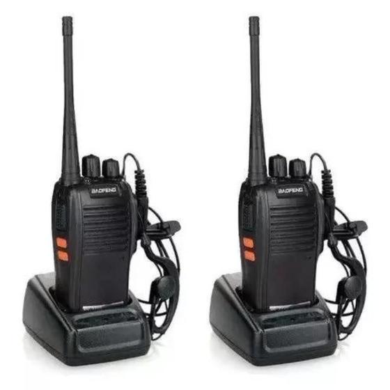Imagem de Kit 2 Walkie Talkie Bf-777s Radio Comunicador Fone Baofeng Cor Preto