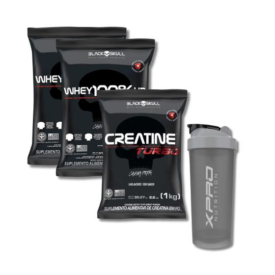 Imagem de Kit 2 Whey 100% Hd Refil Baunilha 900g + Creatine 1kg Refil sem Sabor + Coqueteleira Xpro