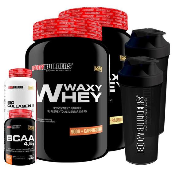 Imagem de Kit 2 Whey Protein Waxy + Bio Colagen Ii Baunilha Cappuccino