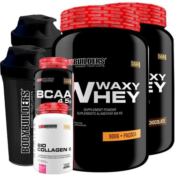 Imagem de Kit 2 Whey Protein Waxy Whey Bio Colagen Ii Chocolate Paçoca
