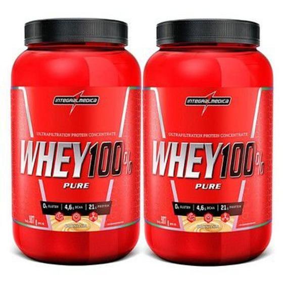 Kit 2 whey pure 100 % integral médica coco pote 907g Menor preço em Kit 2 whey pure 100 % integral médica coco pote 907g
