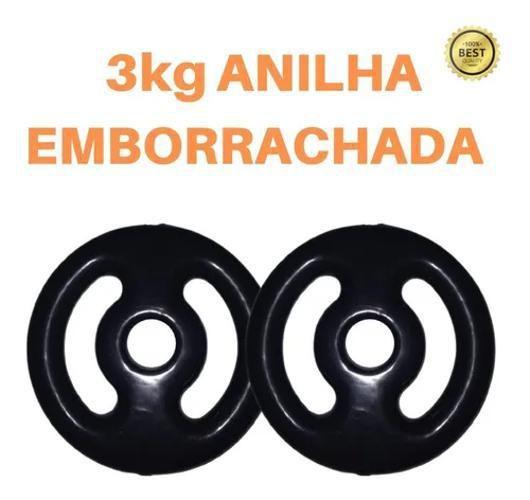 Imagem de Kit 2 X Anilhas De 03Kg Emborrachada Super Premium Preta