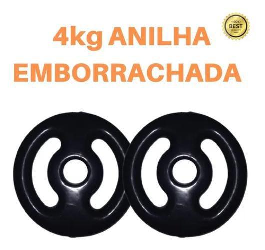 Imagem de Kit 2 X Anilhas De 04Kg Emborrachada Premium Preta