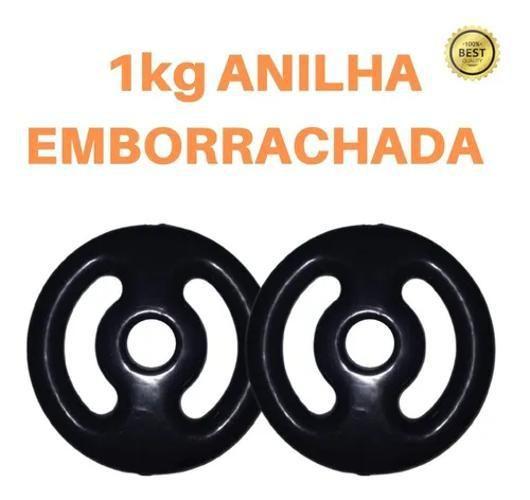 Imagem de Kit 2 X Anilhas De 1Kg Emborrachada Super Premium Preta