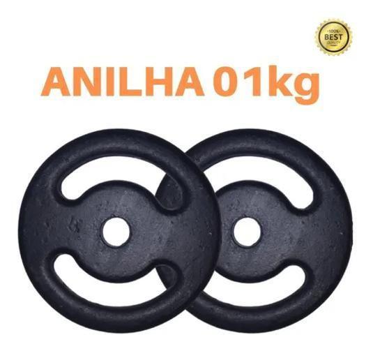 Imagem de Kit 2 X Anilhas De 1Kg Super Premium Ferro Pintada