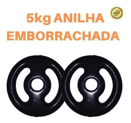 Imagem de Kit 2 X Anilhas De 5Kg Emborrachada Premium Preta