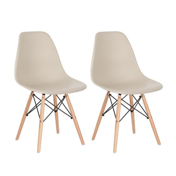 Imagem de KIT - 2 x cadeiras Charles Eames Eiffel DSW - Base de madeira clara