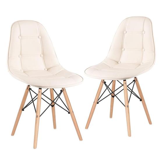 KIT - 2 x cadeiras estofadas Eames Eiffel Botonê - Base de madeira clara Menor preço em KIT - 2 x cadeiras estofadas Eames Eiffel Botonê - Base de madeira clara