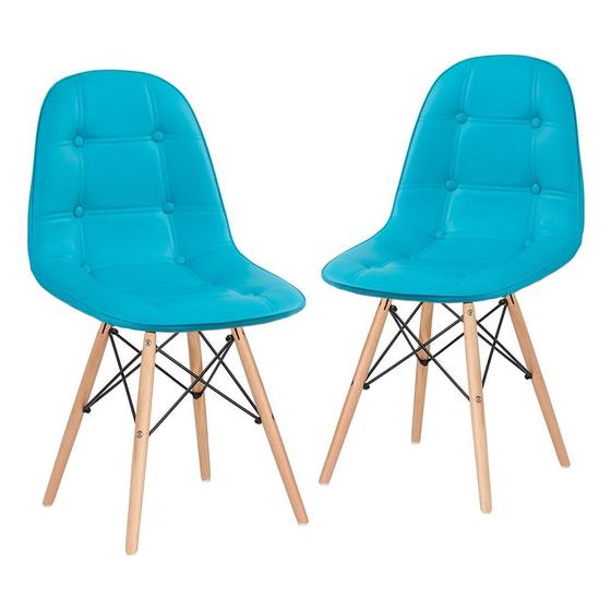 Imagem de KIT - 2 x cadeiras estofadas Eames Eiffel Botonê - Base de madeira clara