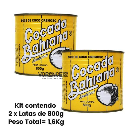Imagem de Kit 2 x Cocada Bahiana Cremosa Lata 800g - Quysanta Com Nf