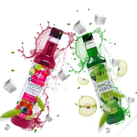Kit 2 XAROPES DILUTE PREMIUM DRINKS E DOCES 500ML Maçã Verde E Frutas