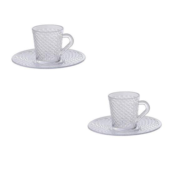 Imagem de Kit 2 Xicara Com Pires Café e Chá 120ML Cristal Luxxor
