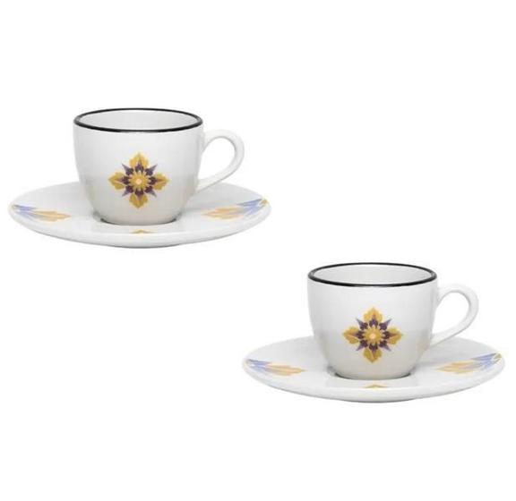 Imagem de Kit 2 Xícaras Café 75Ml Com Pires Porcelana Coup Grid Oxford