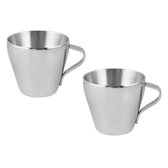 Imagem de Kit 2 Xícaras Café Expresso Parede Dupla Aço Inox 80ml