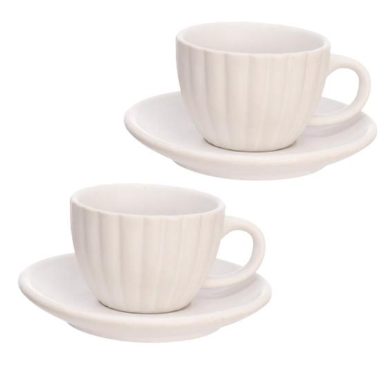 Imagem de Kit 2 Xícaras Com Pires Café Bella 90ML Cor Branco