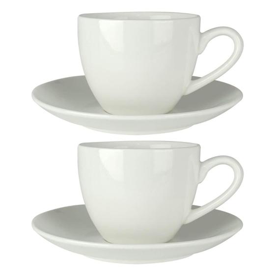 Imagem de Kit 2 Xícaras De Café Com Pires Porcelana Clean 100Ml Lyor