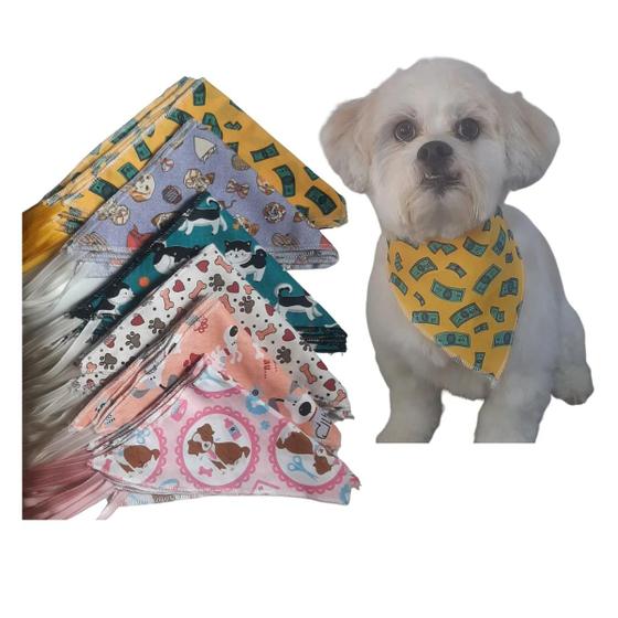 Imagem de Kit 20 Bandanas Luxo Atacado Pet Cães Gatos Pet Shop Banho