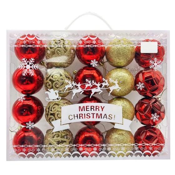 Kit 20 Bolas de Natal Luxo Bolinhas Natal 5cm Coloridas Decoração