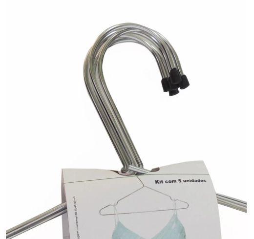 Imagem de Kit 20 Cabides De Aço Cromado Reforçado Com Cava Simples