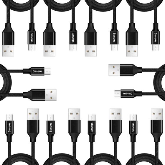 Imagem de Kit 20 Cabo Micro Usb V8 1 Metro Nylon Trançado Dados e Carregador