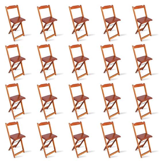 Imagem de Kit 20 Cadeiras Bistrô Dobrável Madeira Padrão Imbuia - Tarimatã