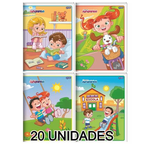 Imagem de Kit 20 Cadernos Brochurão 60 Folhas Capa Flexível Estampas Caderno 1/4 Materiais Escolares 152929-20