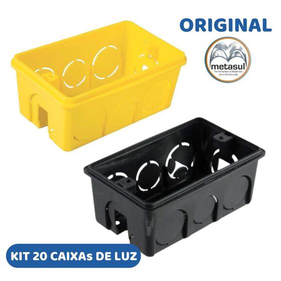 Imagem de Kit 20 Caixas De Luz Amarelo P/ Tomada Interruptor 4x2 - Metasul